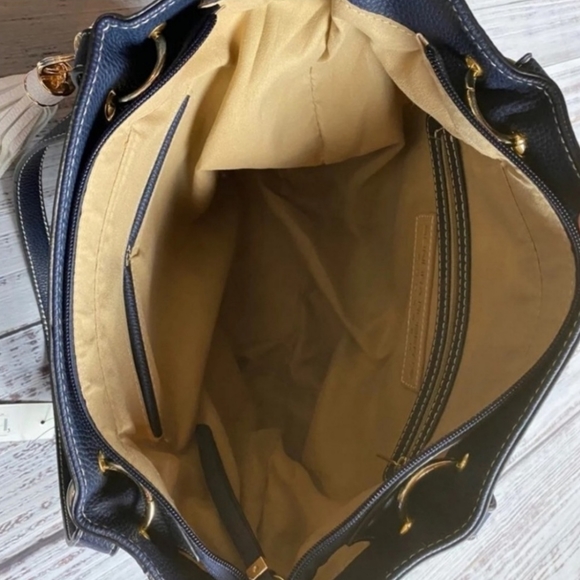 Sondra Roberts Bucket Tote, Navy Blue - Picture 6 of 11